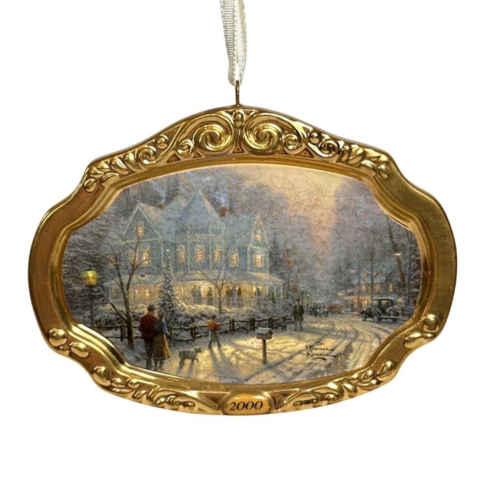 VNTG Hallmark 2000 Keepsake Ornament "A Holiday Gathering" By Thomas Kinkade